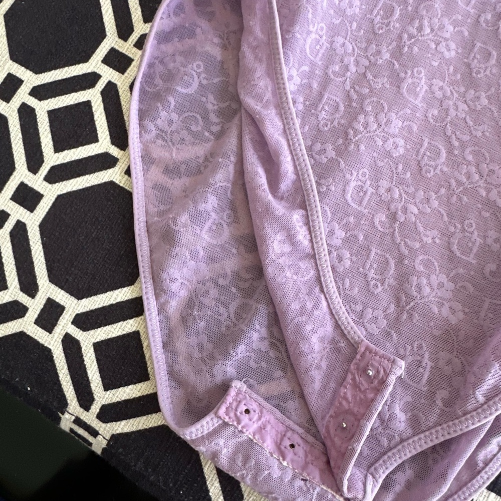 NWT Vintage Christian Dior Monogrammed w Print Lavender Lace Bodysuit - Picture 11 of 13
